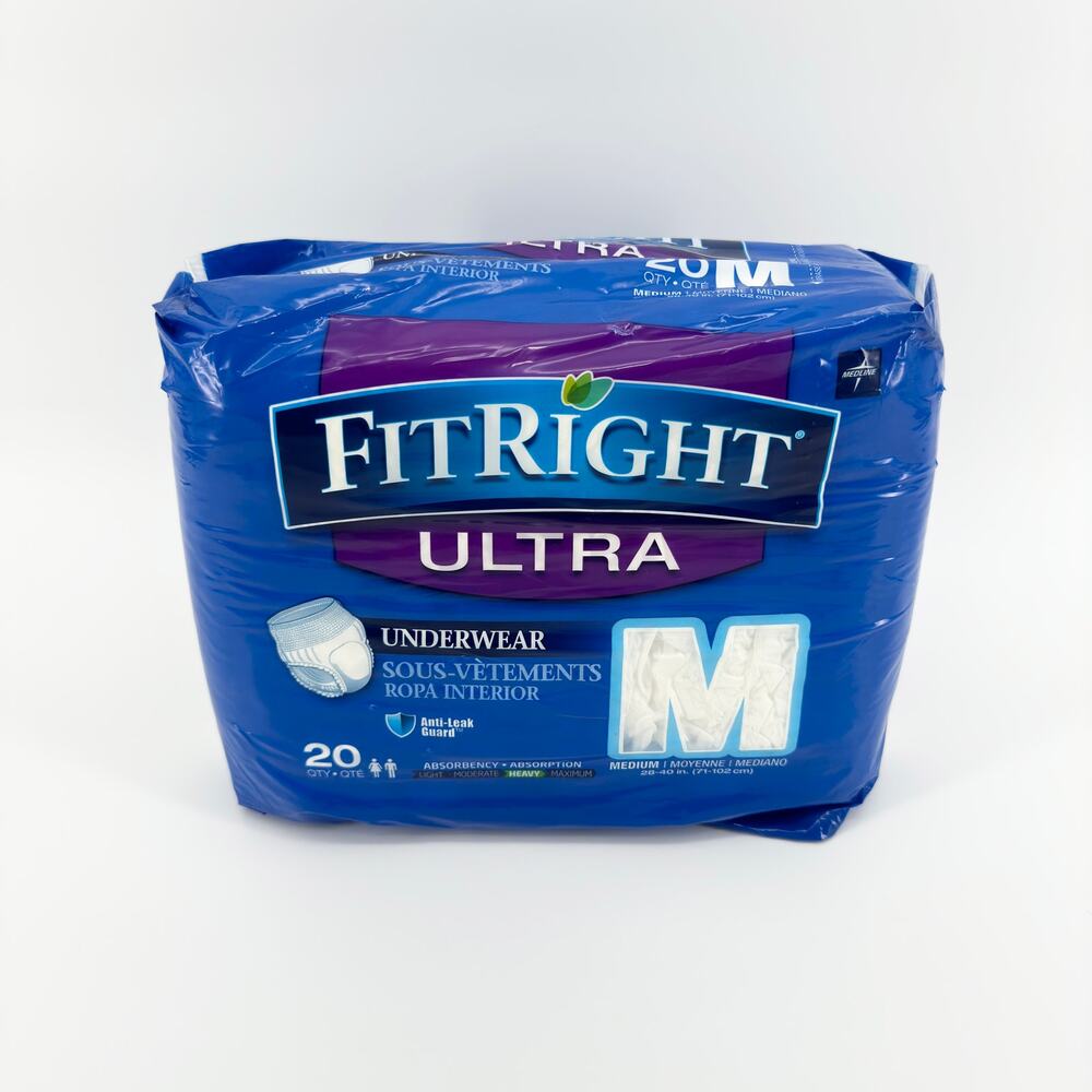 FitRight Ultra Incontinence Underwear Medium 20 Count, Heavy Absorbency, Sealed